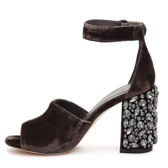 💕JOIE💕 Lafayette Velvet Heel Sandal In Coal - Picture 6 of 16
